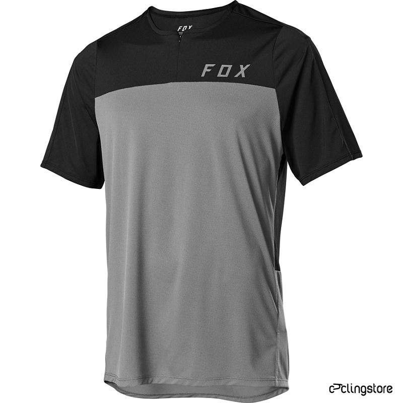 MAILLOT FOX FLEXAIR AVEC ZIPP GRIS NOIR